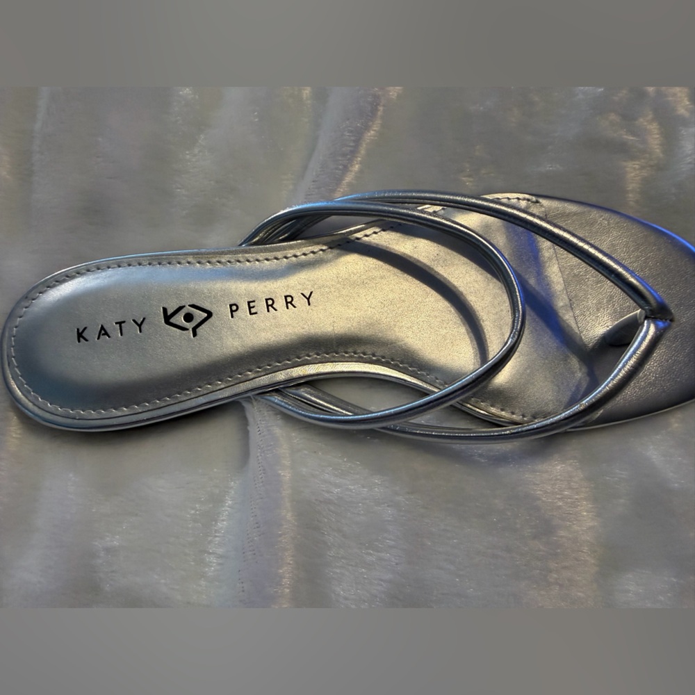 Katy Perry Collections Metallic Silver Sandals - Picture 2 of 5